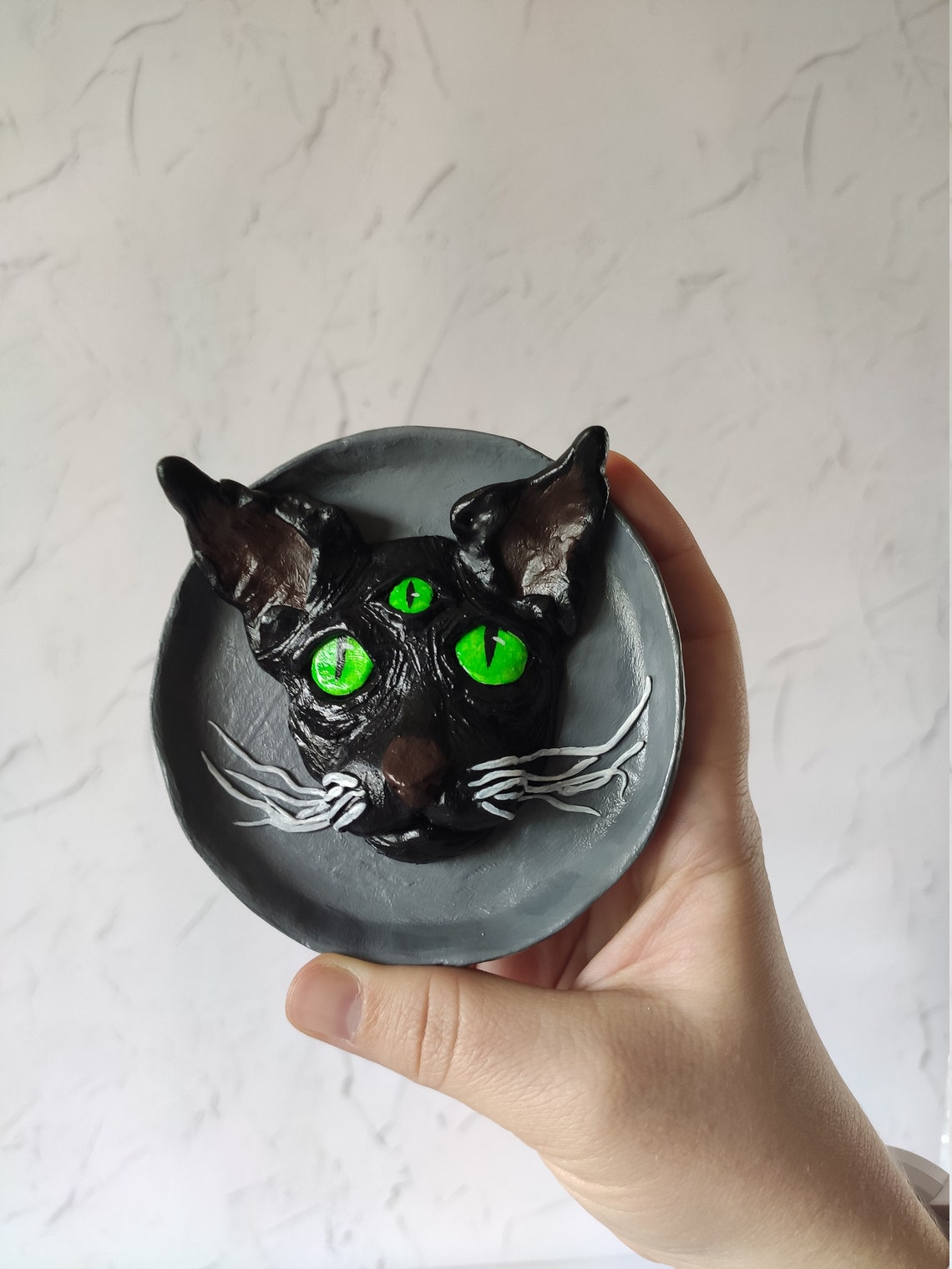 Black third eye cat incense stick holder All seeing eye sphinx Etsy