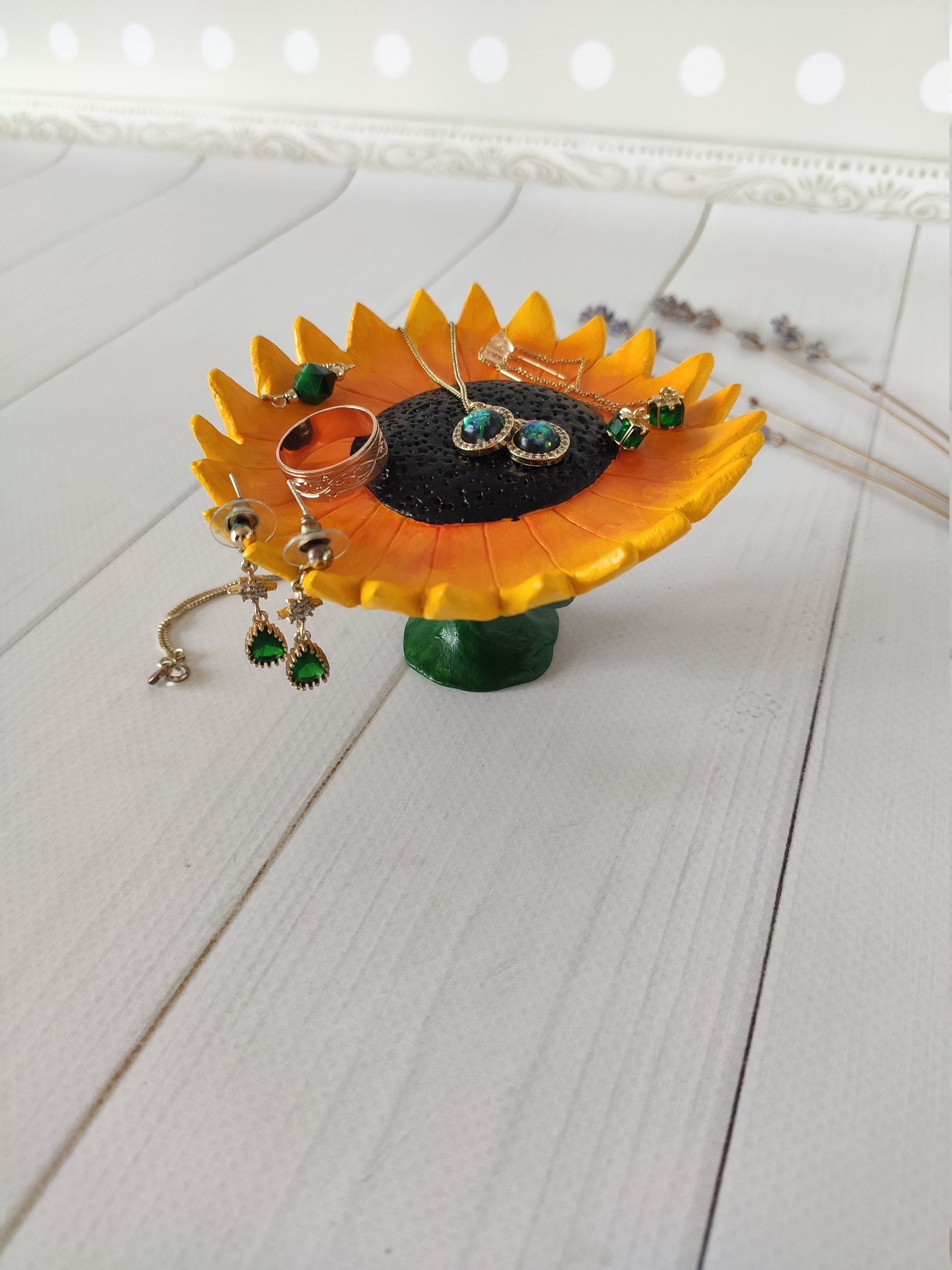 Sunflower trinket dish Sunflower home decor Foral home decor Etsy