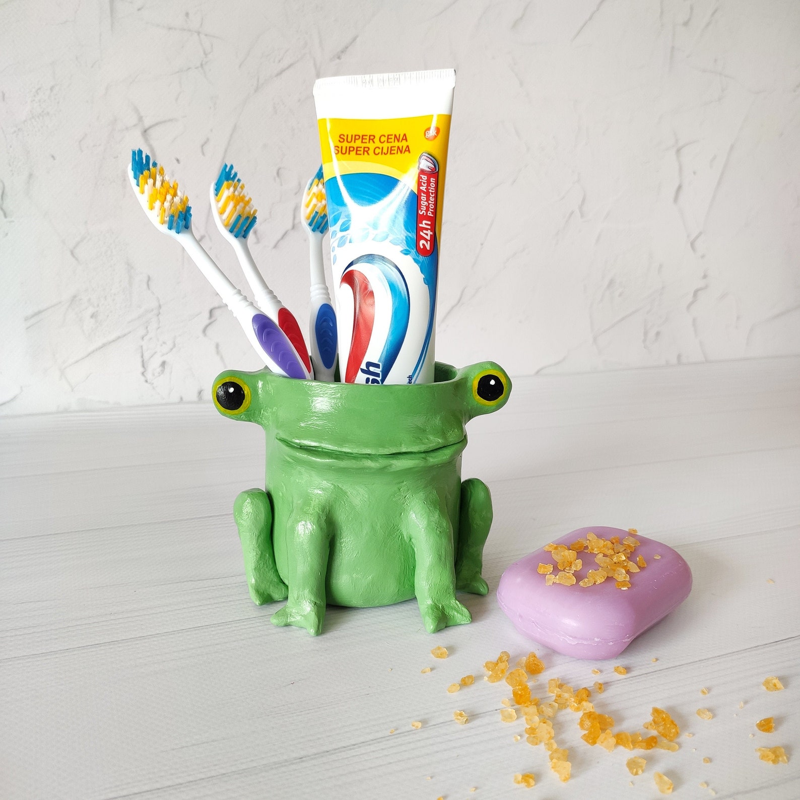 Frog Toothbrush Holder for Kids Cute Froggy Toothpaste Holder Etsy