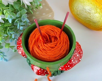 Mushroom Yarn Bowl for Crocheting Green Crochet Bowls for Yarn Red Docor  Crochet Bowl Knitting Bowl