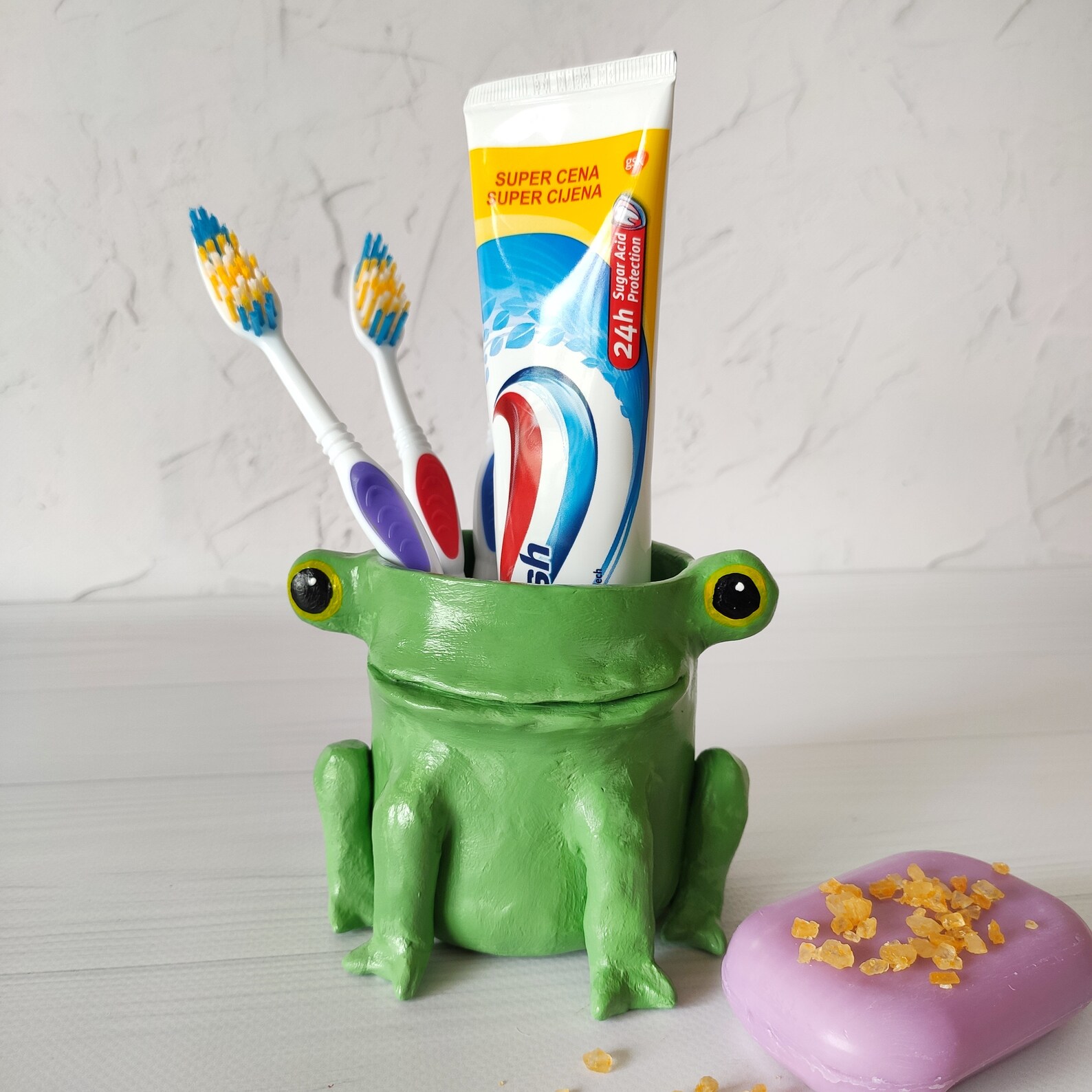 Frog Toothbrush Holder for Kids Cute Froggy Toothpaste Holder Etsy