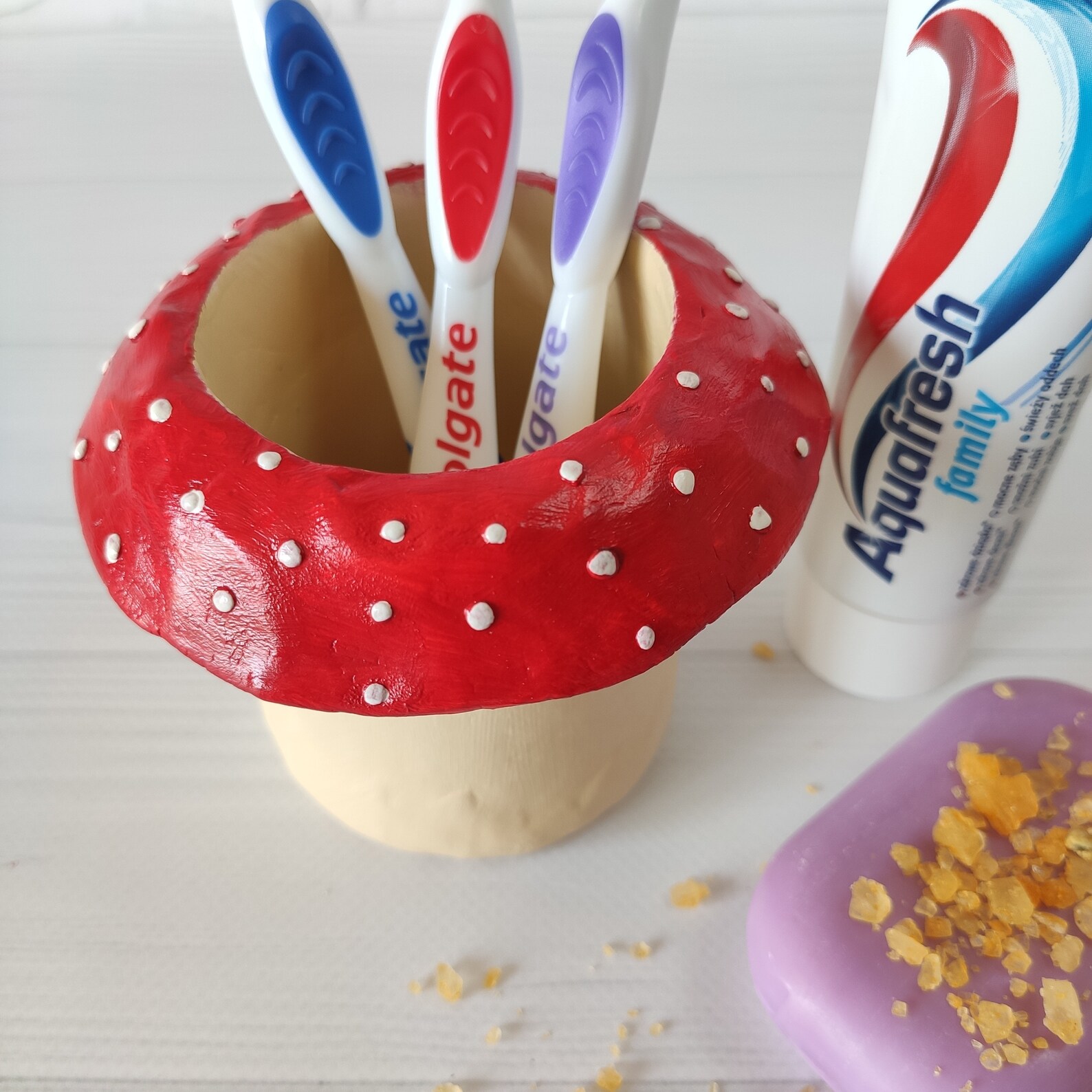 Amanita Mushroom Toothbrush Holder Fungi Toothpaste Holder Etsy
