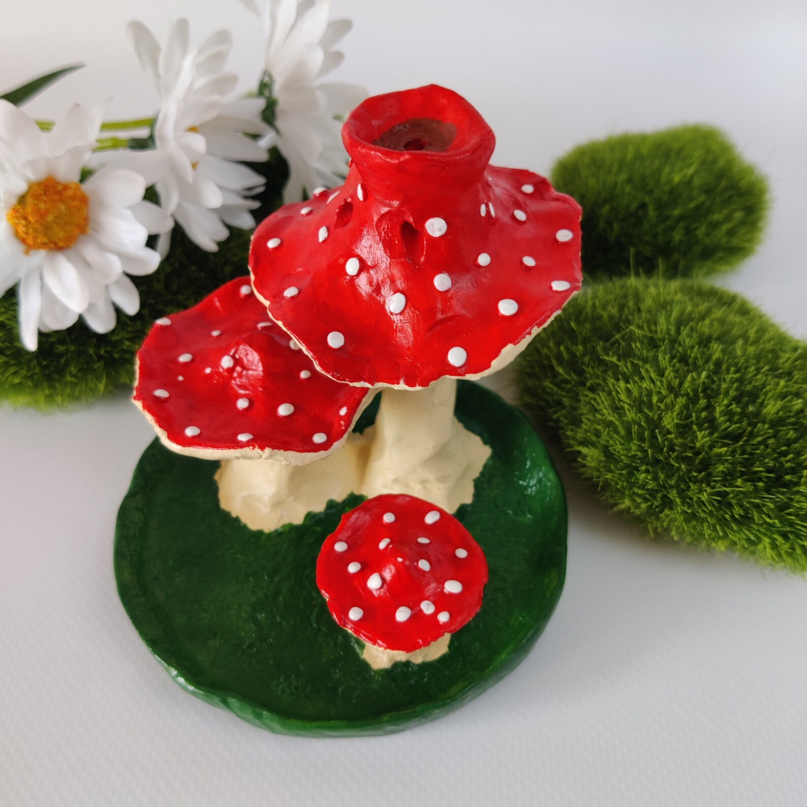 Amanita Mushrooms Smoke Waterfall Incense Cone Burner Fly Etsy