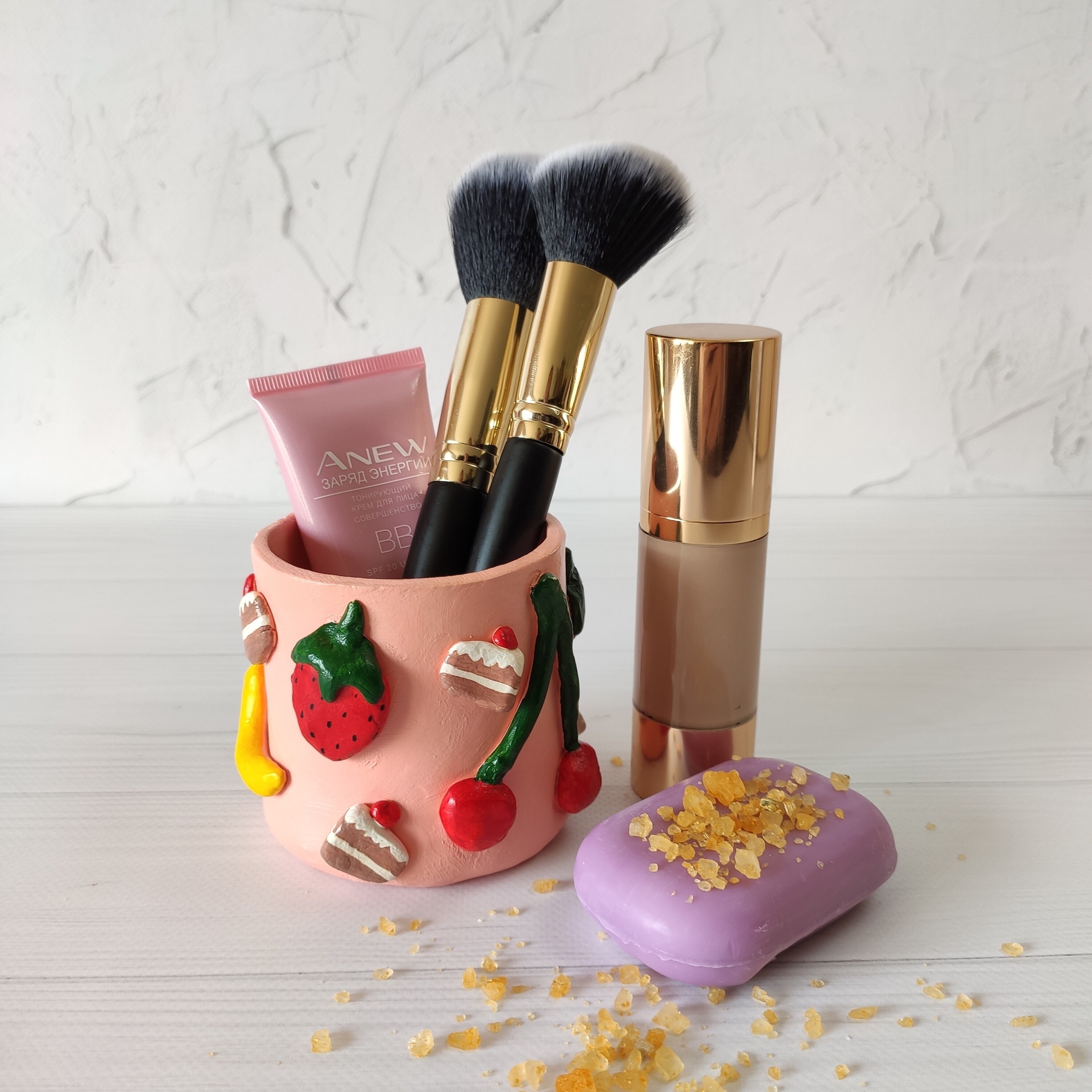 Pink toothbrush holder with sweets Cute bathroom accessories Etsy