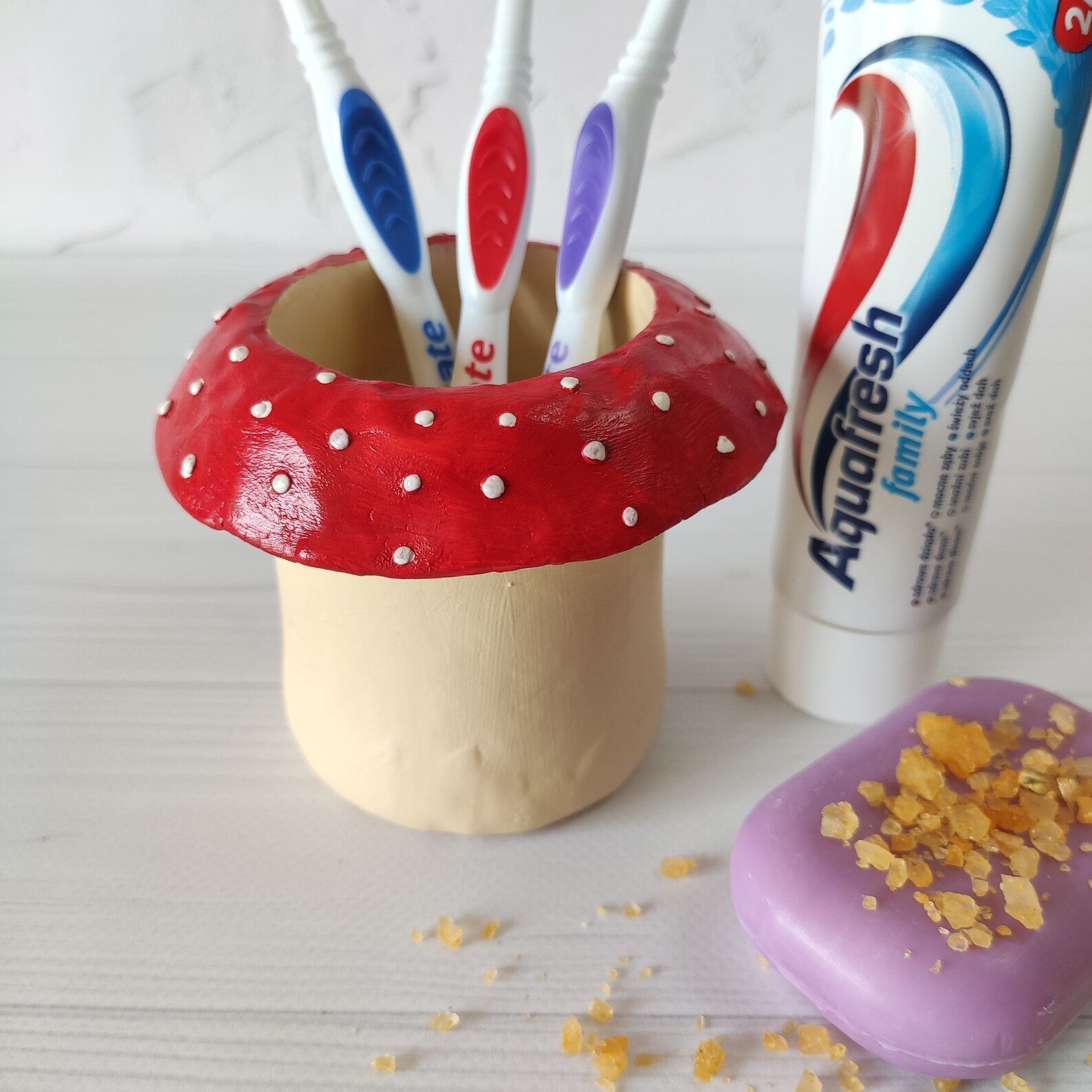 Amanita Mushroom Toothbrush Holder Fungi Toothpaste Holder Etsy