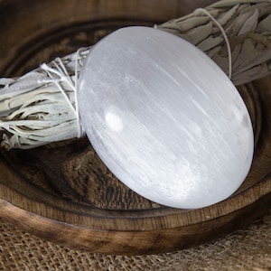 Selenite Palm Stone - Selenite Wish Stone Healing Crystals - Large Selenite Touchstone