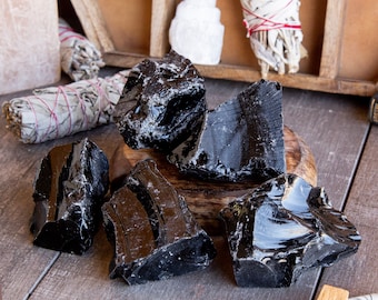 Large Natural Rough Black Obsidian Stone - Over 1/2 Pound - Healing crystals and stones Raw crystals and Minerals Chakra Stone