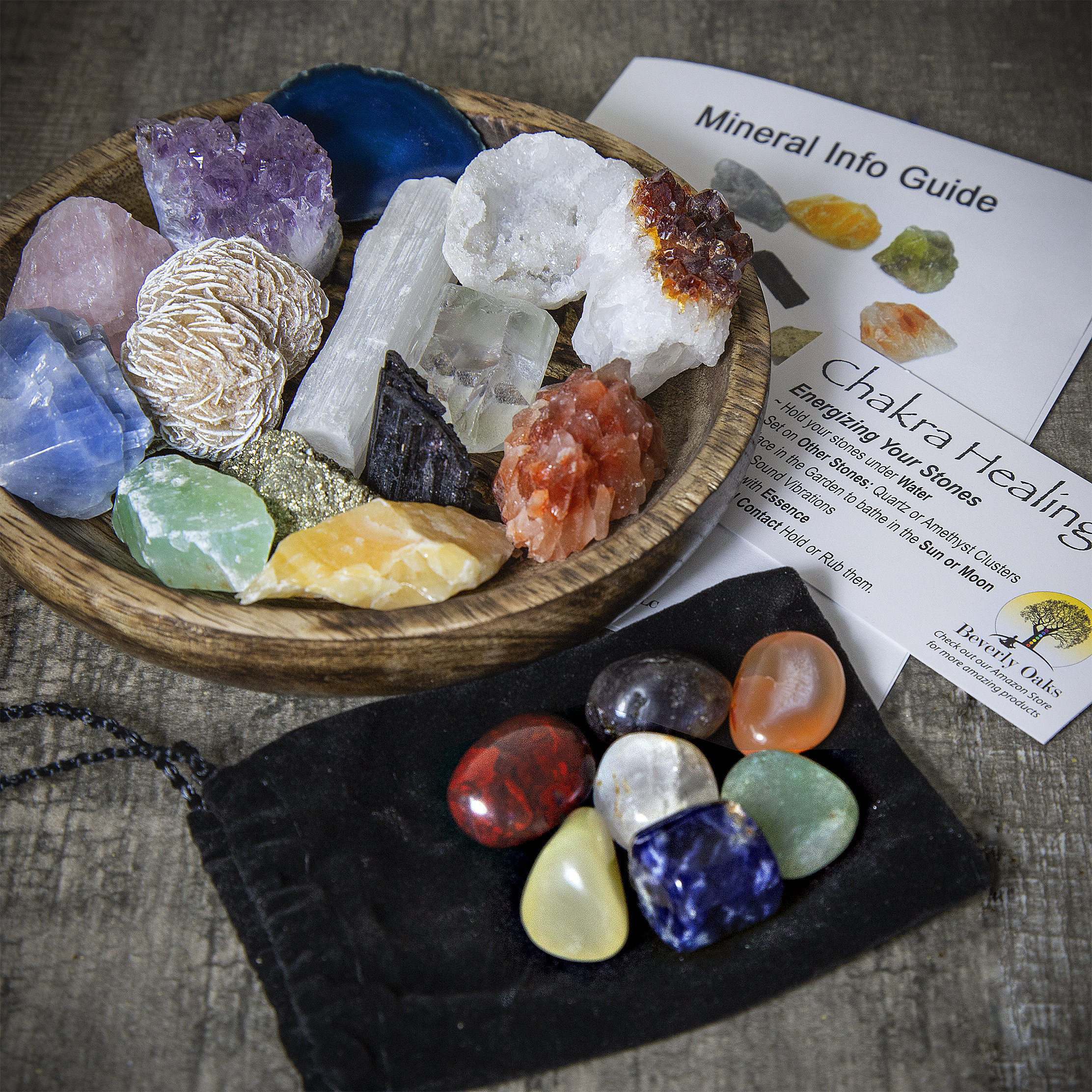 Ultimate Healing Crystals & Chakra Stones Discovery Set - 21 Piece Healing Stones Crystal Kit - Raw Crystals and Tumbled Stones Chakra Kit