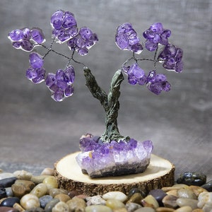 Beverly Oaks Charged Healing Crystals Bonsai Tree On Raw Amethyst Crystal Base ~ Money Tree Featuring Healing Stones (Amethyst)