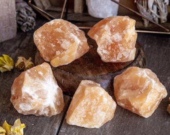 Large Natural Rough Orange Calcite Stone - Over 1/4 Pound - Healing crystals and stones Raw crystals and Minerals Chakra Stone