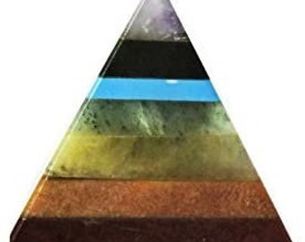 Beautiful Chakra Pyramid w/ 7 Chakra Stones ~ Red Jasper, Aventurine, Golden Quartz, Amethyst ~ 25-30mm Size