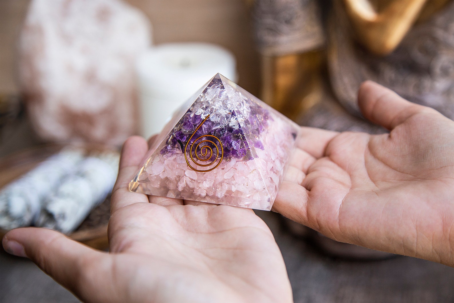 Large Orgone Pyramid | Shungite Pyramid Crystal | Metatron Cube