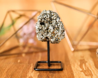Pyrite On Metal Stand