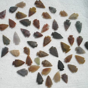 Set Of 50 Indian Arrowheads Agate New Replica 1/2 &quot; - 1 1/2 &quot; L