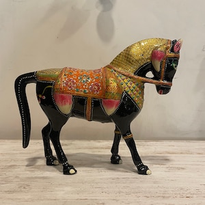 Metal Horse Showpiece, Figurine, Statue, Home Decor, Table Decor, Indian Style, Handmade Hand-Painted, Figurine