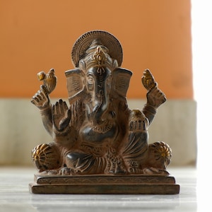 Brass Ganesh Statue Antique Finish Lord Ganesha Sculpture Ganesha Idol Hindu Home Décor Figure Gift