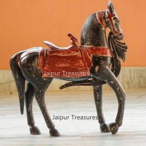 Wooden Horse Showpiece, Figurine, Statue, Home Decor, Table Decor, Indian Style, Distress Rustic Style, Figurine