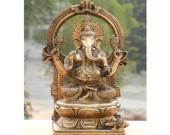 Brass Ganesha Statue - Lord Ganesh Sculpture for Home Decor, Diwali Decorations & Housewarming Gifts, Ganesha Idol Spiritual Art