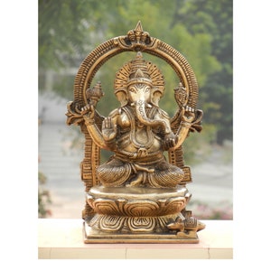 Brass Ganesha Statue - Lord Ganesh Sculpture for Home Decor, Diwali Decorations & Housewarming Gifts, Ganesha Idol Spiritual Art