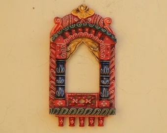 Wooden Jharokha, Wall Frame, Wall Decor, Wall Hanging, Handmade Hand-Painted, Traditional Indian Style, Wall Accent