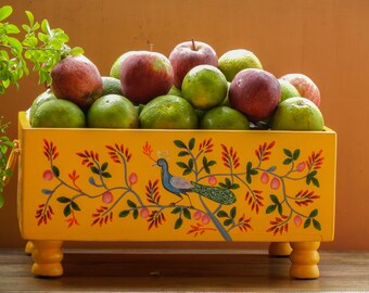 Wooden Painted Rectangle Fruit Basket, Fruit Plate, Punnet, Home Decor, Table Decor, Housewarming Gifts