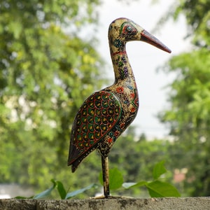 Wooden Painted Bird Statue, Figurine, Showpiece, Ethnic Indian Style, Handmade Hand Painted, Multicolor