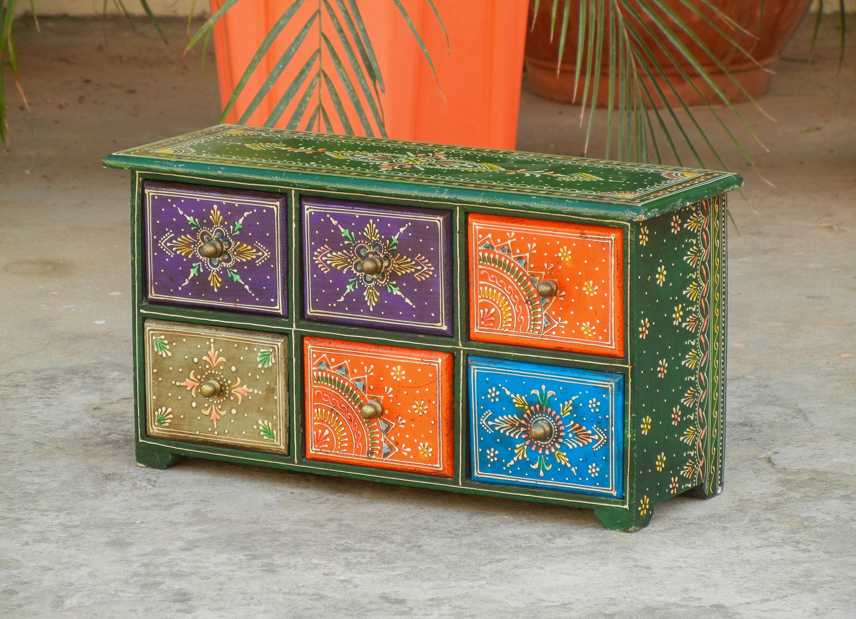 Wooden Small 6 Chest of Drawer Desk Organizer Handmade Hand Etsy