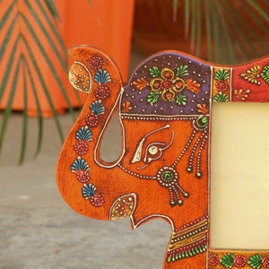 Wooden Elephant Photo Frame, Photo Stand, Picture Frames, Indian Style, Handmade Hand Painted, Width 12 x Length 9.5 Inches image 3