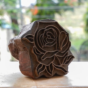 Old Vintage Indian Wooden & Brass Block, Hand Carved Wooden Stamps, Textile Block Printing, Henna Design