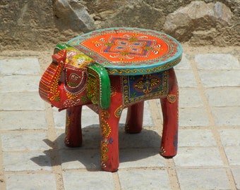 Wooden Elephant Stool Kids Ottoman & Footstool Mini Decorative Bench Chair Side End Table Pouffe For Children Room Furniture