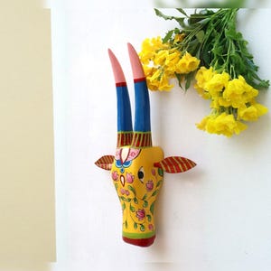 Wooden Cow Head Decorative Wall Decor, Wall Hanging, Ethnic Indian Style