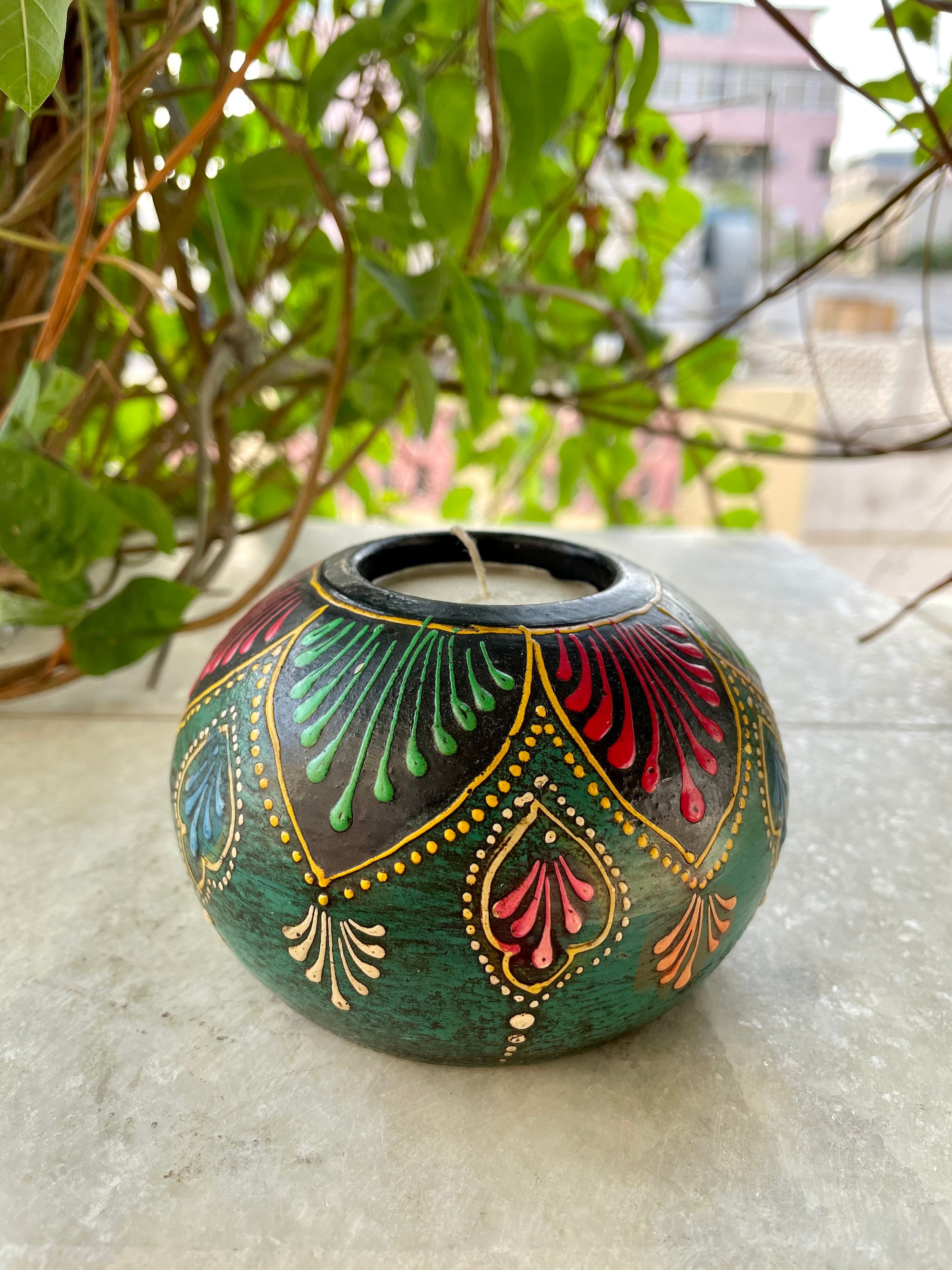 Candeliere Con Occhi Blu E Coperchio Rosso – Vaso Per Aromaterapia, Contenitore In Ceramica Per Gioielli, Decorazione Casa