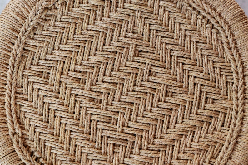 100% Natural Jute & Sarkanda Wood Pouffe, Stool, Footstool, Sitting ...