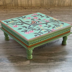 Wooden Handmade Hand Painted  Indian Chowki, Bajot, Footstool, Chowki Table, Bed Table, Coffee Table, Indian Table, Indian Stool