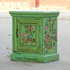 Wooden Bedside Cabinet, Bedside Table, Nightstand Table, Side Cabinet, End Table, Indian Style, Storage Table, Bedroom Furniture, Handmade
