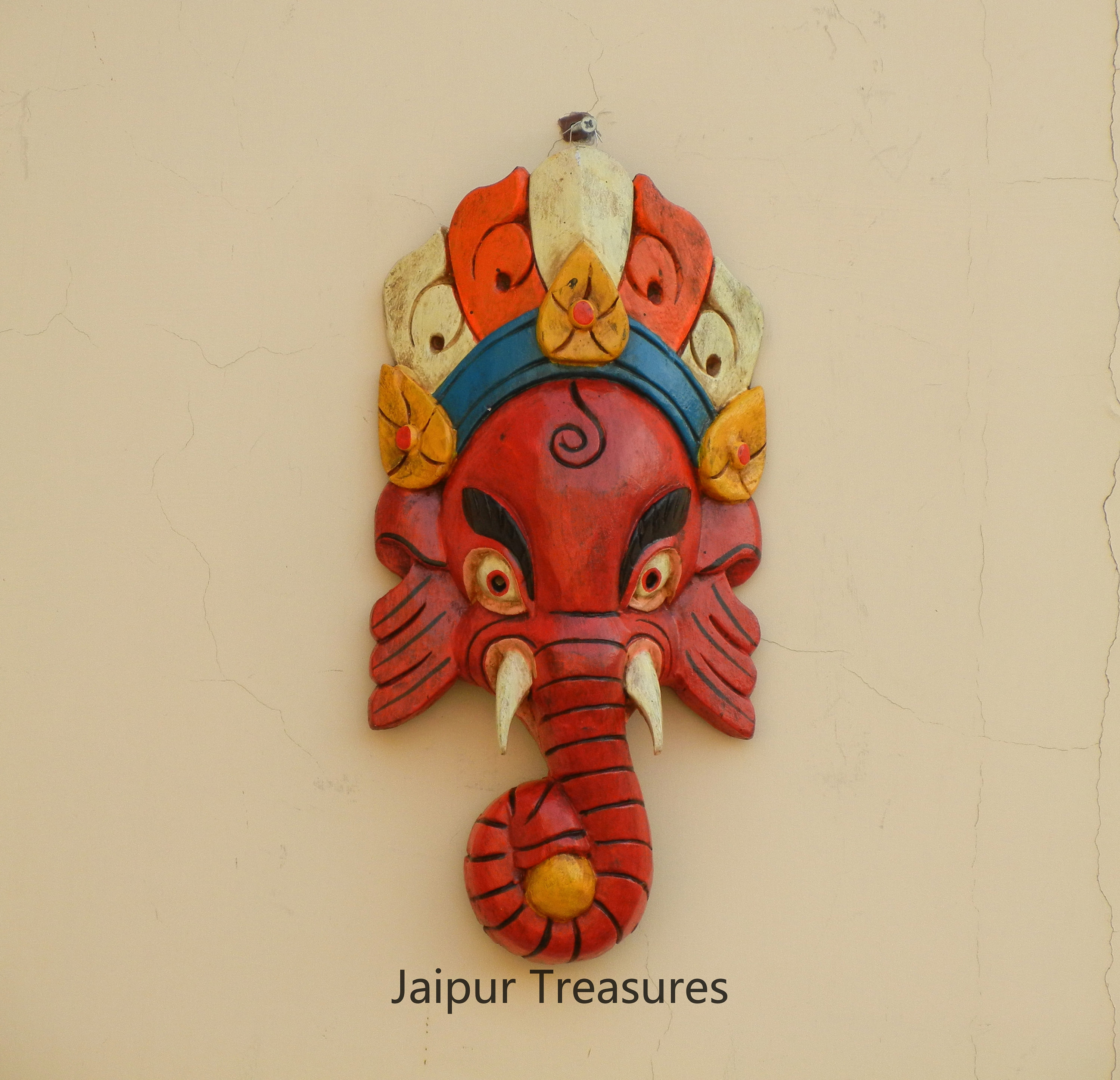 Wooden Lord Ganesh Decorative Mask, Wall Decor, Wall Hanging, Ethnic Indian Style