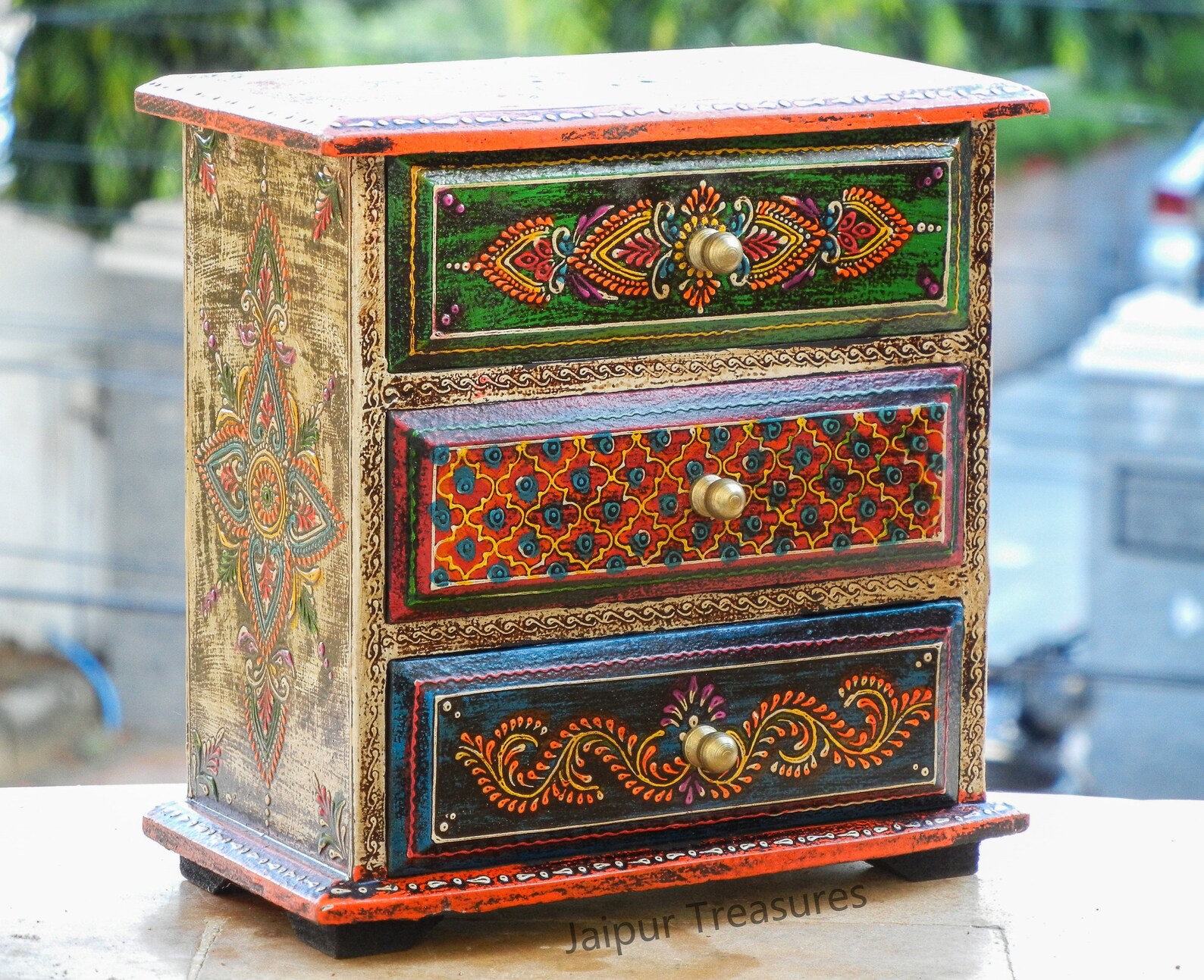 Wooden Small 3 Chest of Drawer Desk Oganizer Handmade Hand Etsy