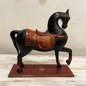 Wooden Painted  Vintage Horse Showpiece, Figurine, Statue, Sculpture, Home Decor, Table Decor