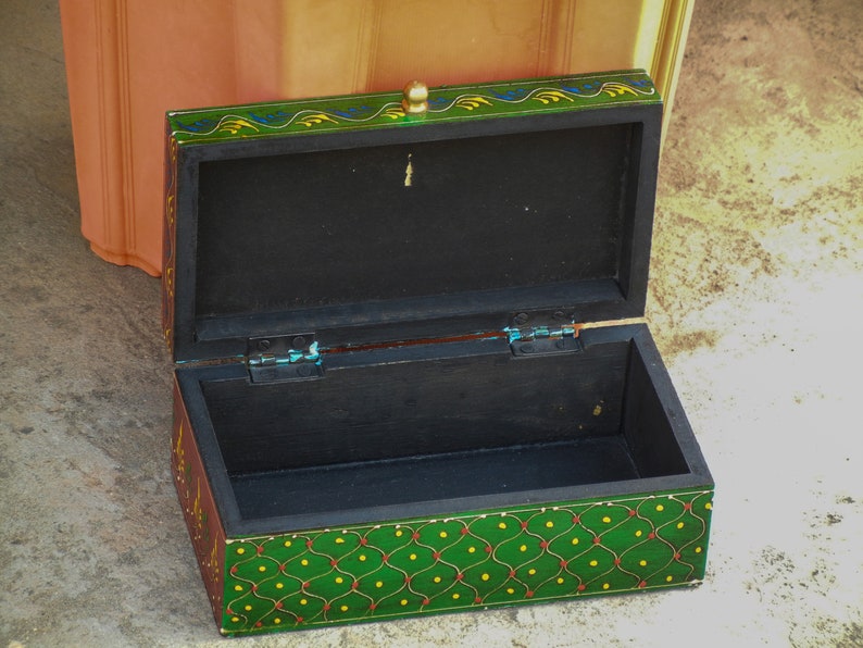 Wooden & Ceramic Box, Trinket Box, Jewelry Organizer, Desk Organizer, Indian Ethnic Style, Handmade image 8