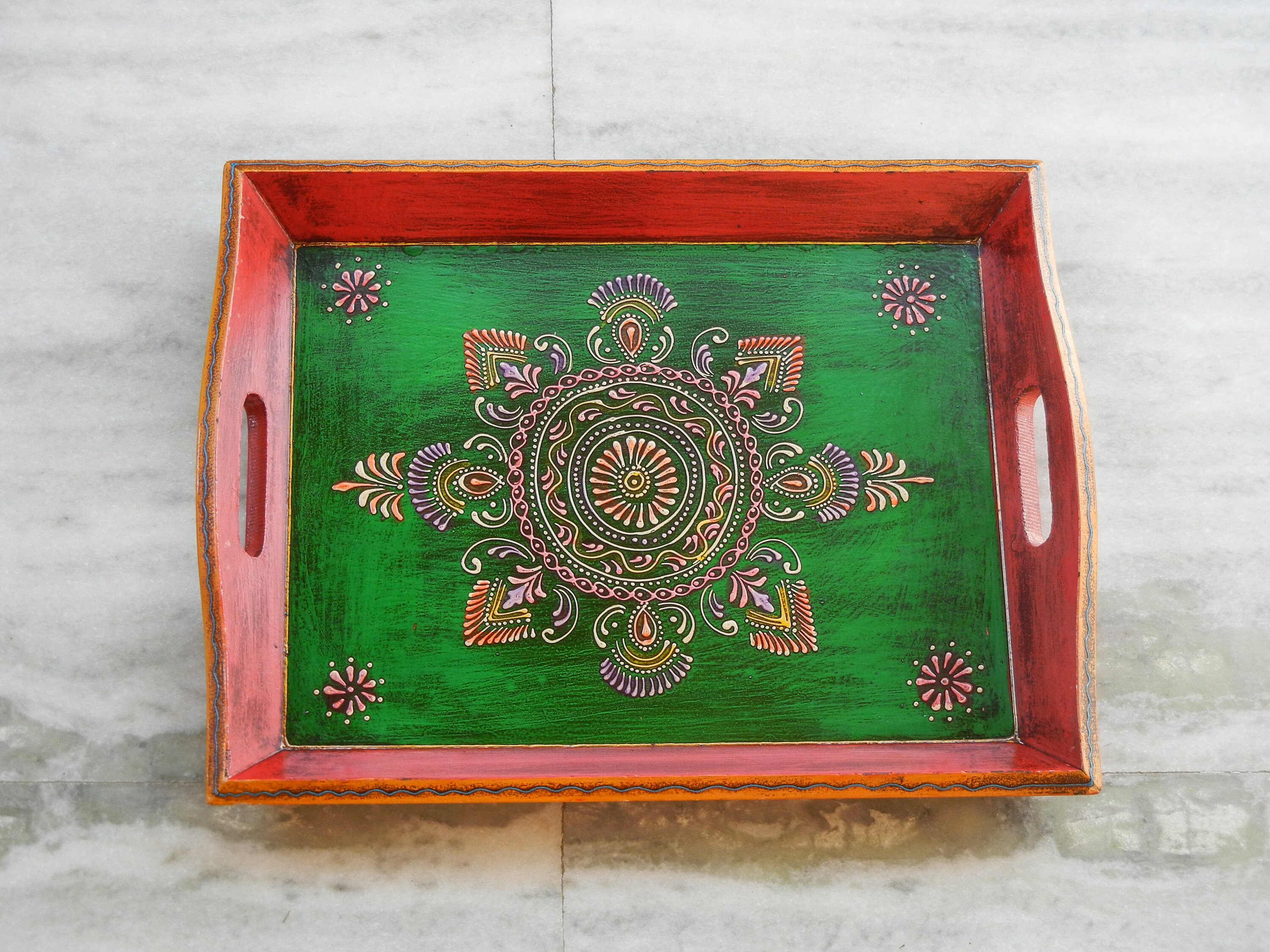 Wooden Decorative Tray Painted Tray Home Decor Handmade Etsy