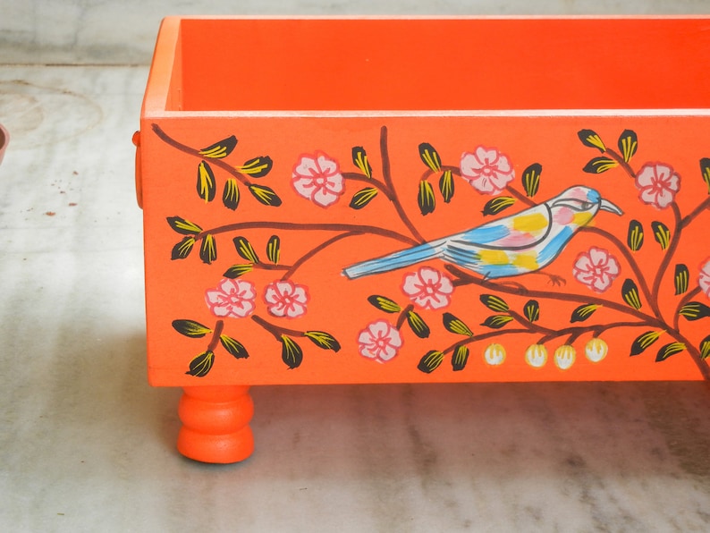Wooden Painted Rectangle Fruit Basket, Fruit Plate, Punnet, Home Decor, Table Decor, Housewarming Gifts image 5
