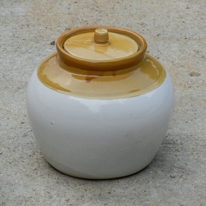 Ceramic Round Pickle Jar, Achaar Barni, Container, Canister, Handmade Indian Style - Height 9 Inches