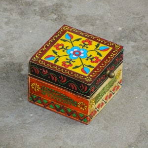 Wooden & Ceramic Box, Trinket Box, Jewelry Organizer, Desk Organizer, Indian Ethnic Style, Handmade