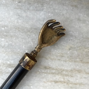 Wood & Brass Vintage Back Scratcher, Back Massager, Massage Tool, Itching Stick, Collectible