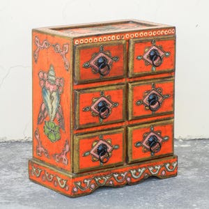 Wooden 6-Drawer Chest of Drawers Desk Organizer 11x6x13.5 Inches for Office & Home Storage