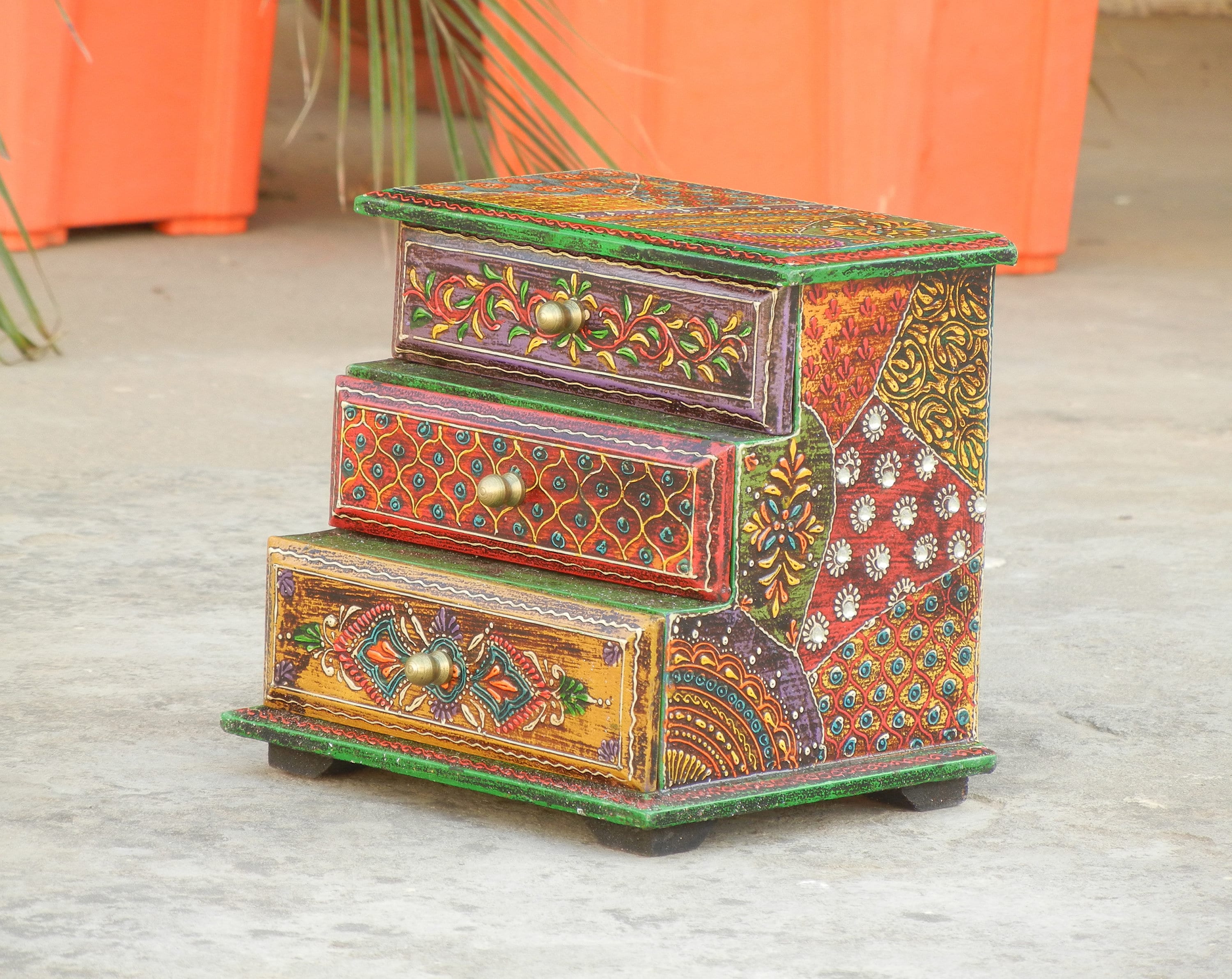 Wooden Small 3 Chest of Drawer Desk Organizer Handmade Hand Etsy