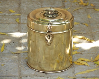 Vintage Old Indian Brass Jar, Container, Canister, Antique, Collectible