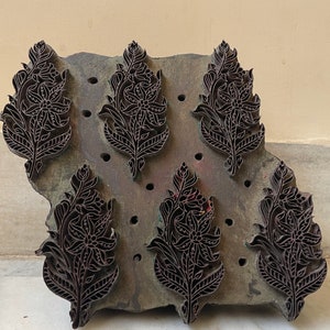 Old Vintage Indian Wooden & Brass Block, Hand Carved Wooden Stamps, Textile Block Printing, Henna Design