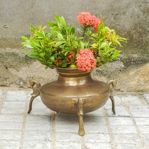 Old Vintage Brass Planter, Vase, Flower Pot Antique Indian Style