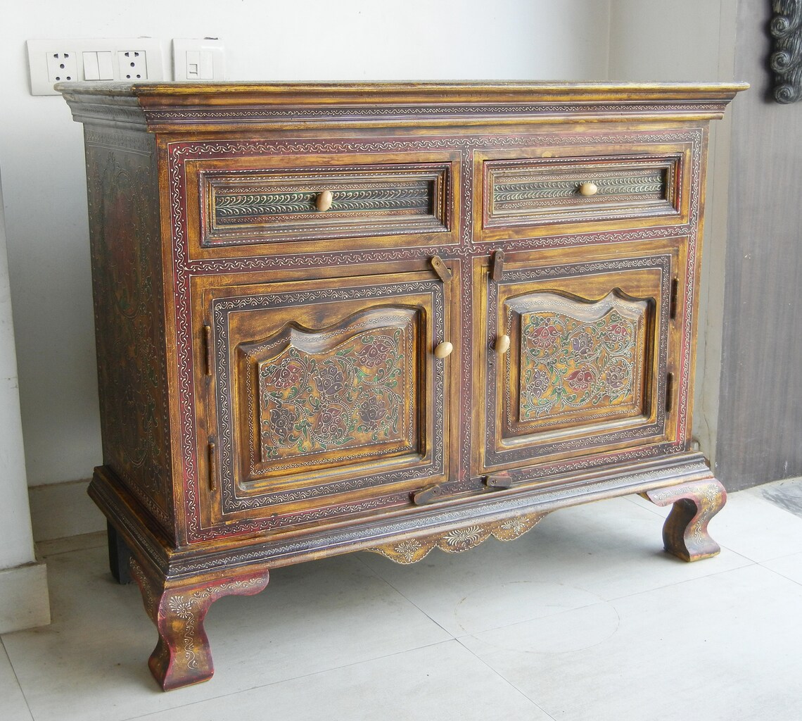 Wooden Console Table Painted Sideboard Storage Table - Etsy